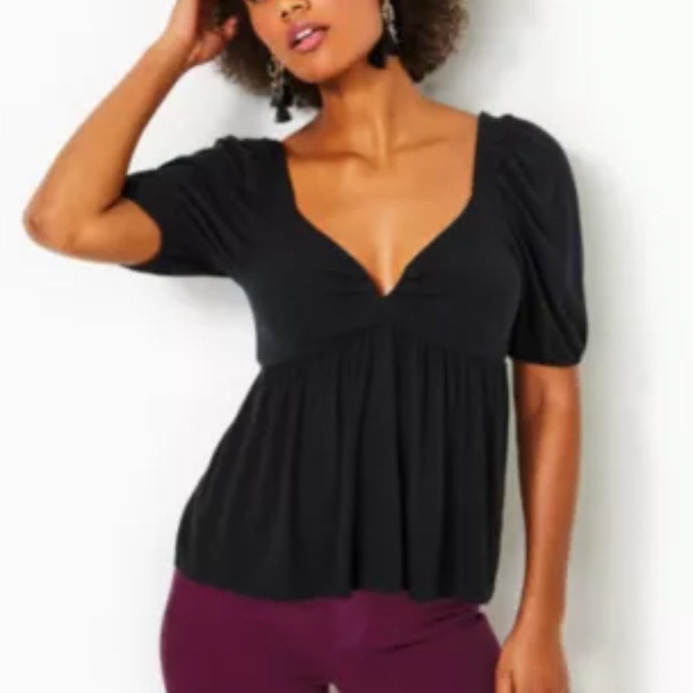 Lilly Pulitzer Ruched Cut Out Blouse